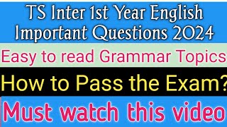 TS Inter 1st Year English Important Questions amp Grammar Topics 2024 [upl. by Hedva]