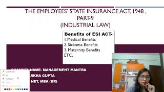 Employee State Insurance Act 1948 part9 Benefits of ESI act Medical Sickness Maternity etc [upl. by Narmak]