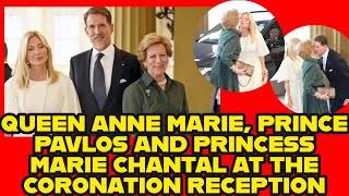 QUEEN ANNE MARIE PRINCE PAVLOS AND PRINCESS MARIE CHANTAL AT THE CORONATION RECEPTION [upl. by Yuma]