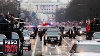 WATCH President Donald Trumps motorcade heads to White House [upl. by Ahsikam]