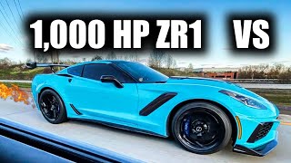 Getting Owned By Street Speed 717s 1000 HP C7 ZR1 [upl. by Chiquia865]