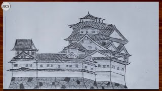 How to draw a Japanese castle 🏯 for beginners [upl. by Niram451]