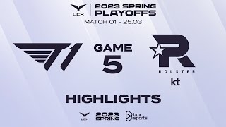 Highlights T1 vs KT  Game 5  Playoffs Round 2  LCK Mùa Xuân 2023 [upl. by Ilsa531]