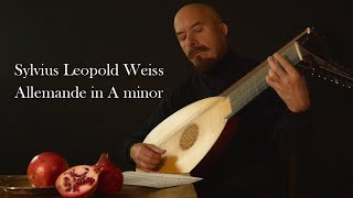 SL Weiss Allemande in A minor  Jaroslaw Lipski Baroque lute [upl. by Eecrad]