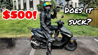 I BOUGHT A CHEAP CHINESE SCOOTER FOR 500  TAO TAO 50CC SCOOTER REVIEW  BEGINNER RIDER  MOTOVLOG [upl. by Iraj297]