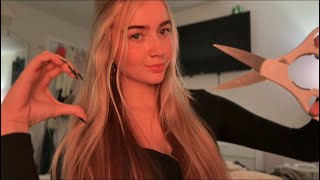 ASMR girl that’s obsessed with you gives you a haircut and style✂️ [upl. by Suirradal]