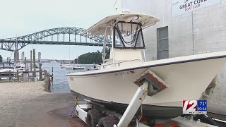 Whale surfaces capsizes fishing boat off New Hampshire coast [upl. by Iuq]