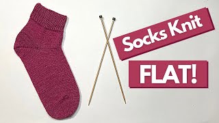 Socks Knit Flat  StepByStep Knitting Tutorial  Knitting House Square [upl. by Aihk305]