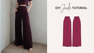 DIY Knit Wide Leg Loungewear Pants  Sewing Pattern [upl. by Nirrej613]