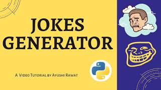 Jokes Generator  Pyjokes  Python project  Easy Tutorial [upl. by Auhsoj]