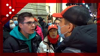 Milano dialogo tra un provax e un novax durante manifestazione No Green Pass [upl. by Nosirrah]