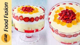 Eid Dessert Recipe  Strawberry amp Fruit Custard Trifle by Food Fusion [upl. by Ellebasi411]