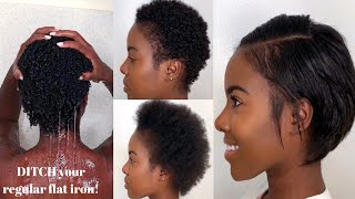 How To Wash Blow Dry  Straighten SUPER SHORT Natural Hair  Nia Hope [upl. by Blynn384]