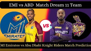 EMI VS ABD Fantasy Dream11 prediction EMI VS ABD UAE T10 League 2024 Match Preview [upl. by Anivahs]