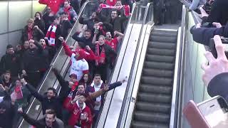 AjaxBenfica benfica 01 benfica fans in the subway to the johan cruijf arena champions league [upl. by Tena665]