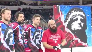 Joe Everson Performs the National Anthem at the Allen Americans [upl. by Healey67]