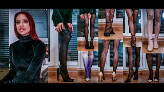 My Tights Collection Try On  10 outfit ideas for wearing nylons in winter [upl. by Rovit46]