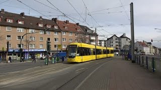 Straßenbahn Essen  haltestelle Fliegenbusch  EVAG Bombardier Flexity M8DNF1NF2 amp Düwag M8C [upl. by Pratte465]