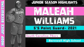 Maleah Williams  55 Point Guard 2021  SC 76ers  Barnwell High School [upl. by Vadnee120]