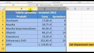 Excel 2010  Dopasowywanie szerokości kilku kolumn jednocześnie  porada 21 [upl. by Siurad]