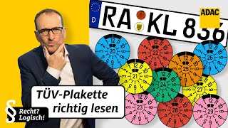 TÜVPlakette Mit diesem Trick lest Ihr sie richtig  ADAC  Recht Logisch [upl. by Ahk]