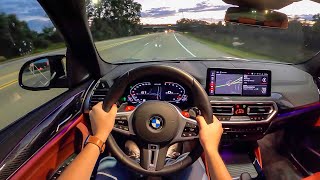 2022 BMW X3 M Competition  POV Night Drive Binaural Audio [upl. by Neersan]