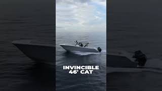 Any guesses on the top speed of this Invincible 46’ catamaran with quad 450R’s [upl. by Ashleigh791]