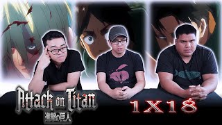 First Time Watching Attack on Titan Episode 1x18  REACTION [upl. by Ancilin833]