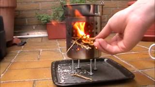 Selfmade IKEA HOBO Wood stove first test windy conditions [upl. by Ardnoet920]