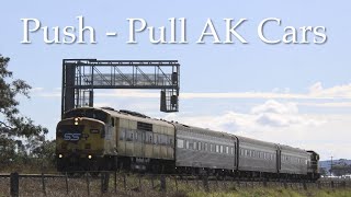 Push  Pull AK Cars on the North East Mainline  ARTCSSRs AK Car track testing  GM22 and 4904 [upl. by Tikna724]