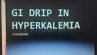 GI drip in hyperkalemia why it is recommended [upl. by Siddon]