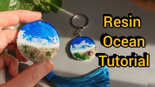 Epoxy resin training for beginners Resin ocean keychain [upl. by Arrim]