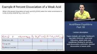 DAT Finding Percent Dissociation of a Weak Acid Acetic Acid [upl. by Eissim]