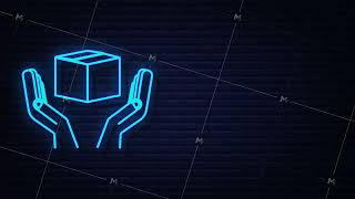 Neon Carton parcel box in hands Shipping delivery symbol Gift box icon motion graphic [upl. by Christos441]