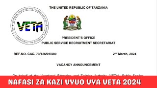 NAFASI ZA KAZI 239 VYUO VYA VETA TANZANIAAJIRA MPYA VETA 2024 [upl. by Mccollum943]