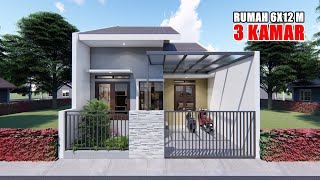 DESAIN RUMAH 6X12 M 3 KAMAR TIDUR TETAP NYAMAN [upl. by Ynoep]