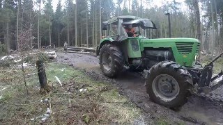 Holz rücken und Poltern mit Forstseilwinde und Deutz D 8006 Allrad [upl. by Mosira]