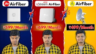 Jio AirFiber VS Airtel Xstream Airfiber VS Bsnl Air fiber  Installation Plans Detailed Comparison [upl. by Llerrehs]