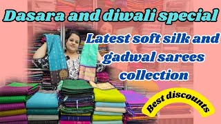 Dasara special sarees soft silk and gadwal sarees collection divyakiranvlogs dusserasale shopping [upl. by Mcmurry717]