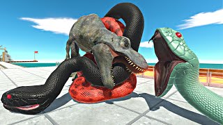 Old Goat Rex vs Reptiles on Lava Box Bridge  Animal Revolt Battle Simulator [upl. by Etnahs]