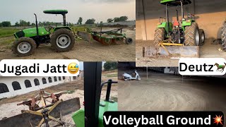 Deutz Fahr nal kita volleyball ground ready✅Jugad lake kiti safai💥 [upl. by Ynnel]