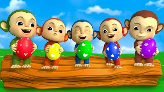 Five Little Monkeys  Suprise Eggs Animal Song  RoyalCoco Nursery Rhymes amp Kids Songs [upl. by Adnoval]