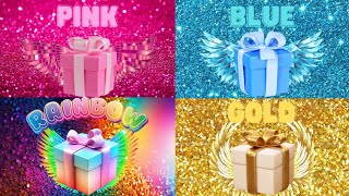 Choose your gift 🎁💝✨️🤮 4 gift box challenge Pink Blue Rainbow amp Gold giftboxchallenge [upl. by Luthanen]