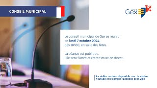 Conseil Municipal Mairie de Gex du 07 Octobre 2024 [upl. by Sera]