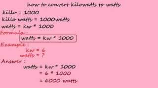 how to convert kilowatts to watts  electrical calculation [upl. by Torrlow]