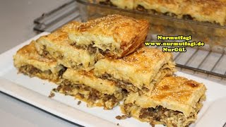 Kıymalı Makarnalı Börek Nasıl yapılır tarifi  Makarna böreği  Nurmutfagi [upl. by Nnyledam488]