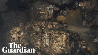 Drone video of Oregon wildfires captures razed communities and burntout cars [upl. by Noyr]