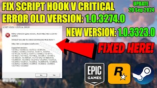 GTA V  HOW TO FIX LATEST SCRIPT HOOK V CRITICAL ERROR  SCRIPT HOOK V NEW VERSION 1033230 [upl. by Eupheemia]