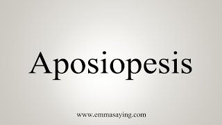 How To Say Aposiopesis [upl. by Annaes385]