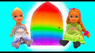 Elsa and Anna toddlers decorate their new door [upl. by Yralam]